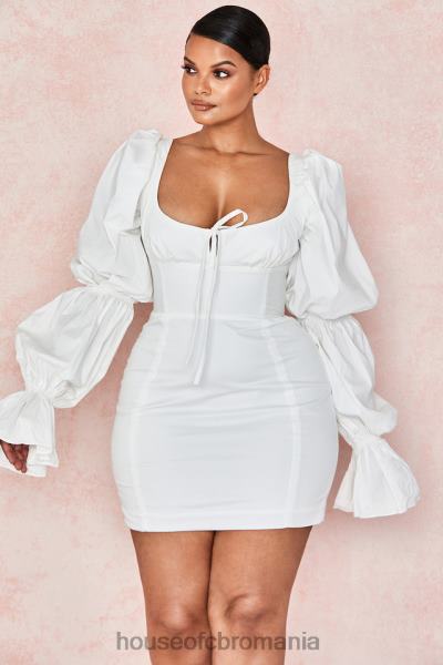îmbrăcăminte House of CB rochie corset albă cu mâneci bufante elsie X4F68613