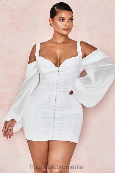 îmbrăcăminte House of CB rochie corset alb eva cu maneci de bluzon X4F68611