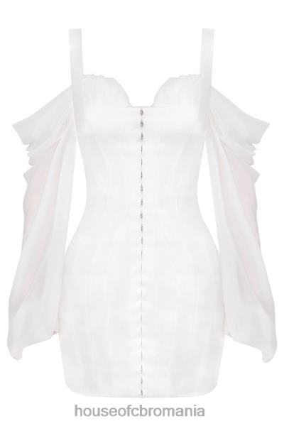 îmbrăcăminte House of CB rochie corset alb eva cu maneci de bluzon X4F68611