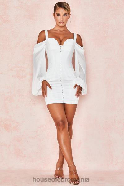 îmbrăcăminte House of CB rochie corset alb eva cu maneci de bluzon X4F68611
