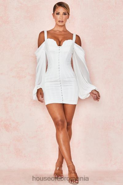 îmbrăcăminte House of CB rochie corset alb eva cu maneci de bluzon X4F68611