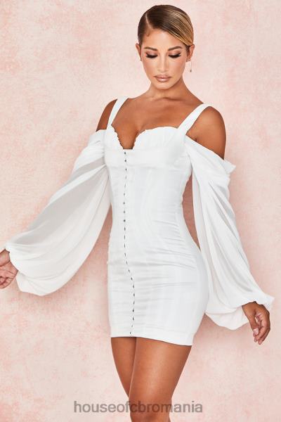 îmbrăcăminte House of CB rochie corset alb eva cu maneci de bluzon X4F68611