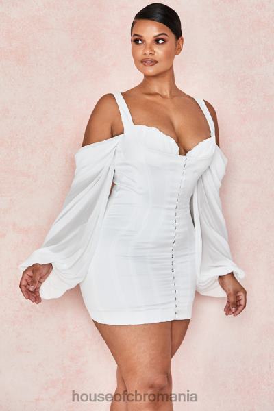 îmbrăcăminte House of CB rochie corset alb eva cu maneci de bluzon X4F68611