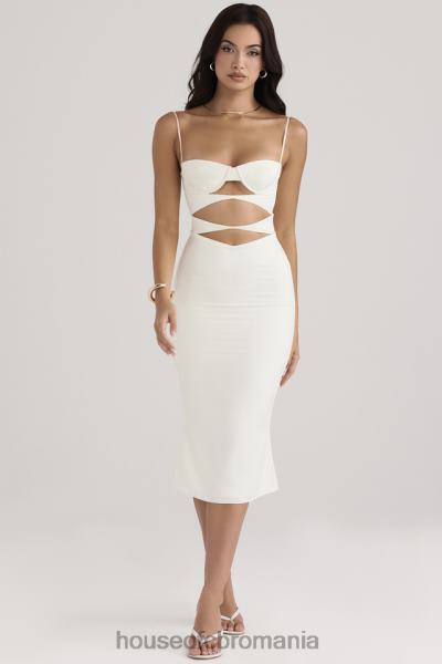 îmbrăcăminte House of CB rochie corset cu decupaj satin ivoire amalia X4F68450