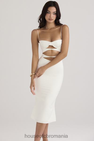 îmbrăcăminte House of CB rochie corset cu decupaj satin ivoire amalia X4F68450