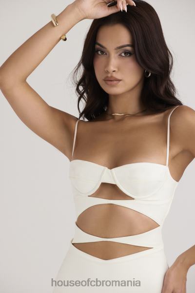 îmbrăcăminte House of CB rochie corset cu decupaj satin ivoire amalia X4F68450