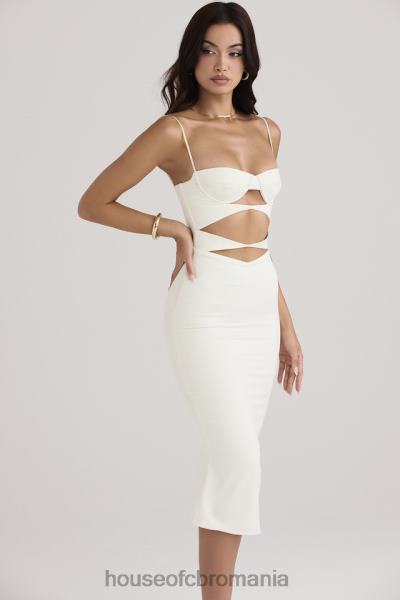îmbrăcăminte House of CB rochie corset cu decupaj satin ivoire amalia X4F68450