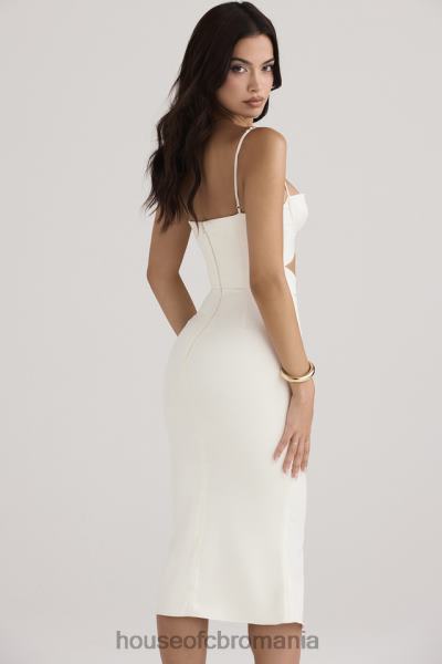îmbrăcăminte House of CB rochie corset cu decupaj satin ivoire amalia X4F68450