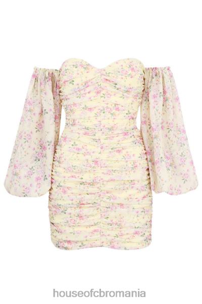 îmbrăcăminte House of CB rochie corset cu volane florale giovanna lemon X4F68610