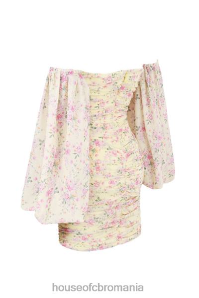 îmbrăcăminte House of CB rochie corset cu volane florale giovanna lemon X4F68610