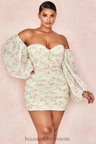 îmbrăcăminte House of CB rochie corset cu volane florale giovanna lemon X4F68610