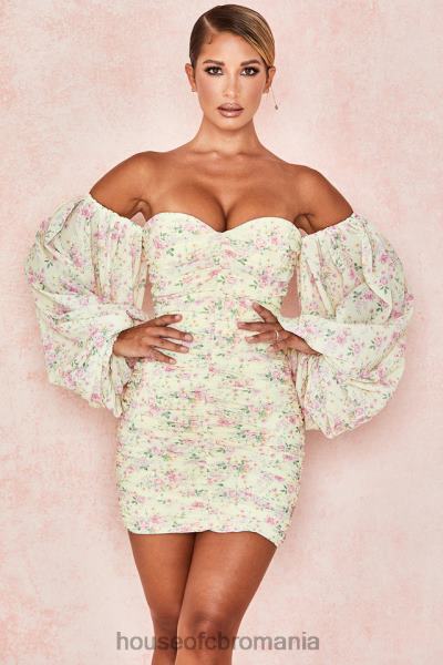 îmbrăcăminte House of CB rochie corset cu volane florale giovanna lemon X4F68610