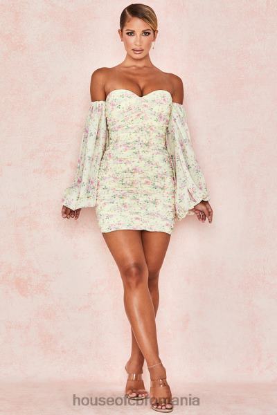 îmbrăcăminte House of CB rochie corset cu volane florale giovanna lemon X4F68610