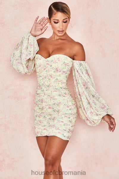 îmbrăcăminte House of CB rochie corset cu volane florale giovanna lemon X4F68610