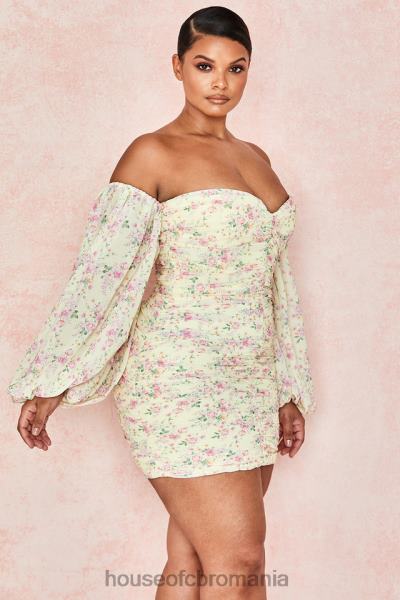 îmbrăcăminte House of CB rochie corset cu volane florale giovanna lemon X4F68610
