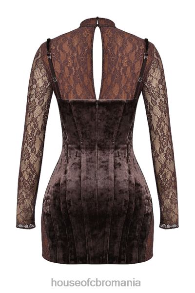 îmbrăcăminte House of CB rochie corset din catifea maro si dantela marica X4F68138