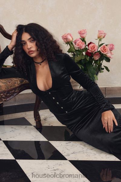 îmbrăcăminte House of CB rochie corset din catifea neagra arabella X4F68306