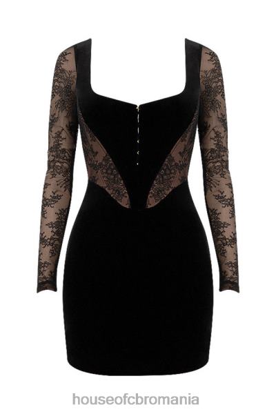 îmbrăcăminte House of CB rochie corset din catifea neagra si dantela elena X4F68585