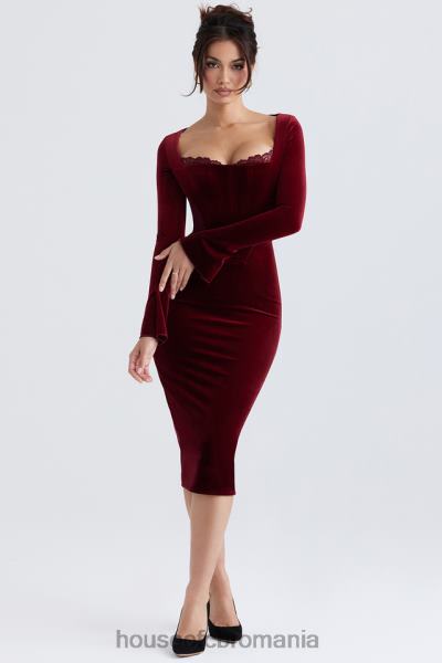 îmbrăcăminte House of CB rochie corset din catifea vin solaine X4F68338