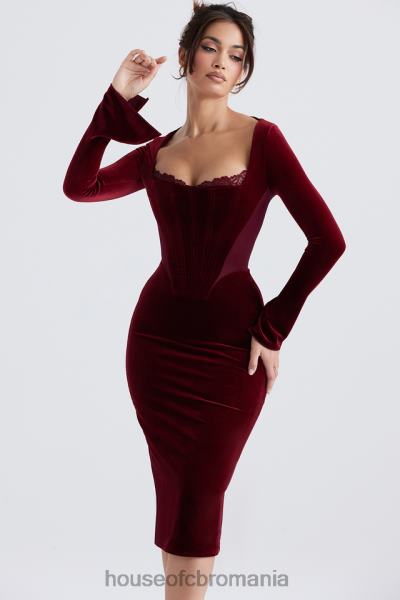 îmbrăcăminte House of CB rochie corset din catifea vin solaine X4F68338