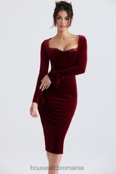 îmbrăcăminte House of CB rochie corset din catifea vin solaine X4F68338