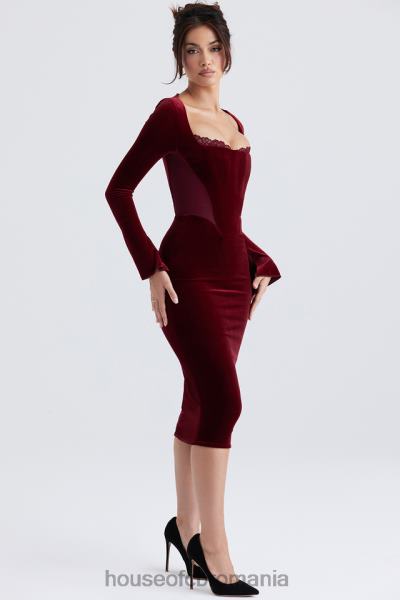 îmbrăcăminte House of CB rochie corset din catifea vin solaine X4F68338