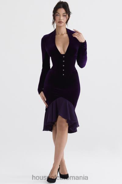 îmbrăcăminte House of CB rochie corset din catifea violet inchis dahna X4F68327