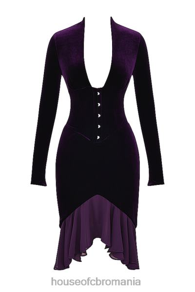 îmbrăcăminte House of CB rochie corset din catifea violet inchis dahna X4F68327