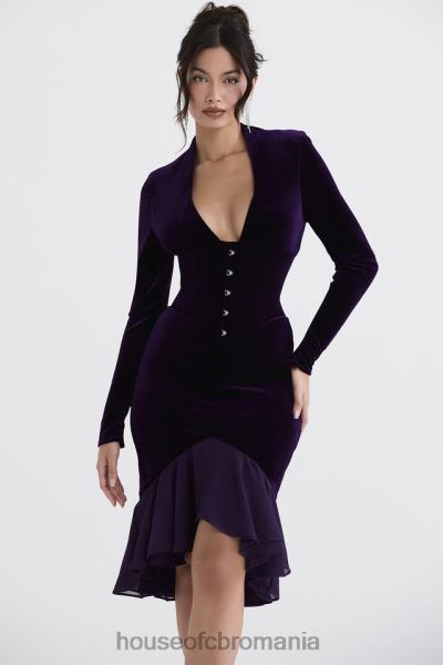 îmbrăcăminte House of CB rochie corset din catifea violet inchis dahna X4F68327