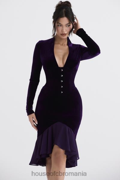 îmbrăcăminte House of CB rochie corset din catifea violet inchis dahna X4F68327