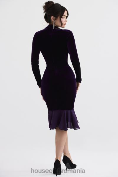 îmbrăcăminte House of CB rochie corset din catifea violet inchis dahna X4F68327