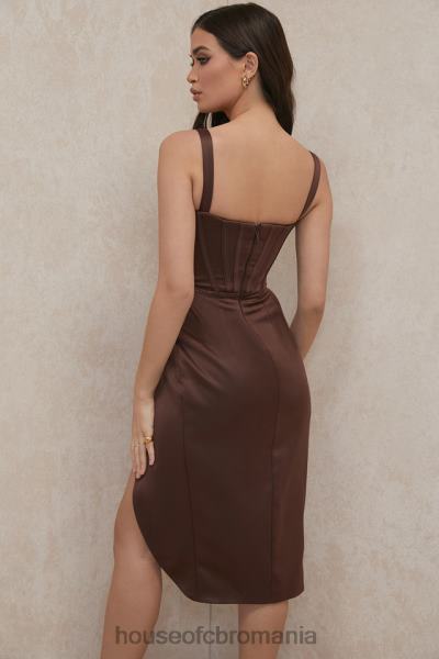 îmbrăcăminte House of CB rochie corset din satin ciocolata faye X4F68582