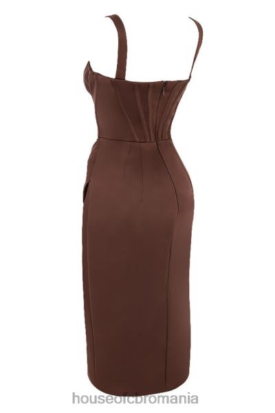 îmbrăcăminte House of CB rochie corset din satin ciocolata faye X4F68582