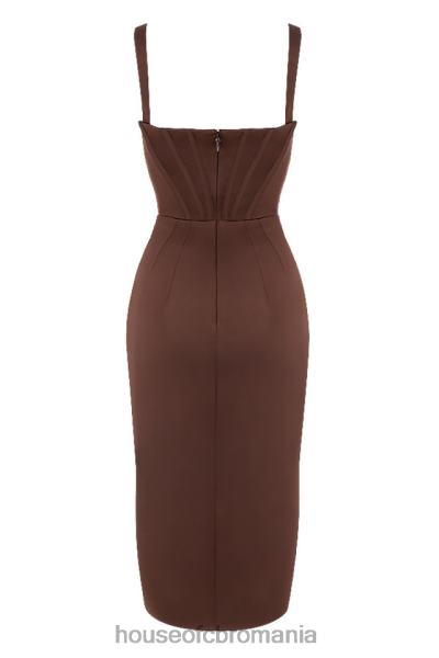 îmbrăcăminte House of CB rochie corset din satin ciocolata faye X4F68582