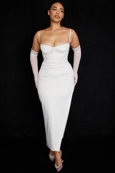 îmbrăcăminte House of CB rochie corset din satin ivory flora X4F68523
