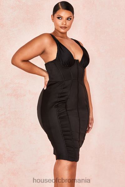 îmbrăcăminte House of CB rochie corset din satin negru anastasia X4F68623