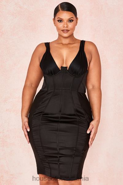 îmbrăcăminte House of CB rochie corset din satin negru anastasia X4F68623