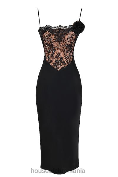 îmbrăcăminte House of CB rochie corset din satin negru si dantela nikita X4F68301