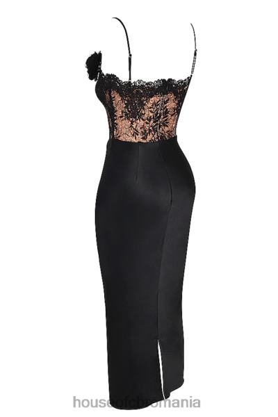 îmbrăcăminte House of CB rochie corset din satin negru si dantela nikita X4F68301