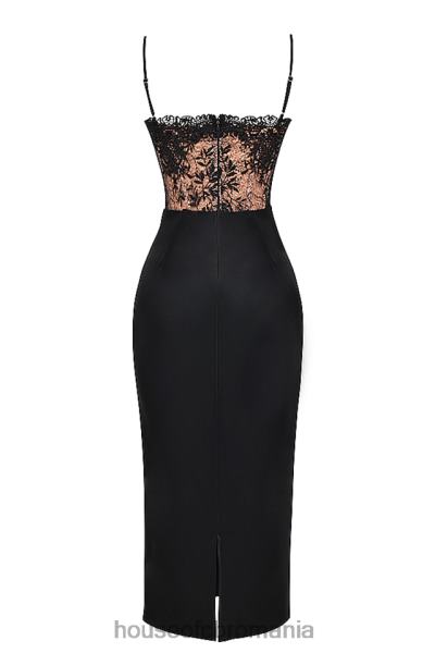 îmbrăcăminte House of CB rochie corset din satin negru si dantela nikita X4F68301