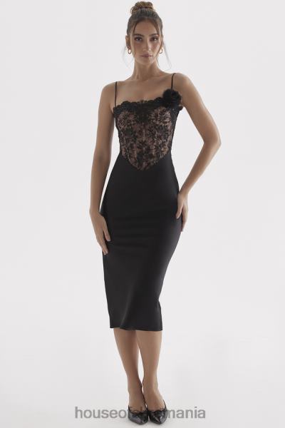 îmbrăcăminte House of CB rochie corset din satin negru si dantela nikita X4F68301