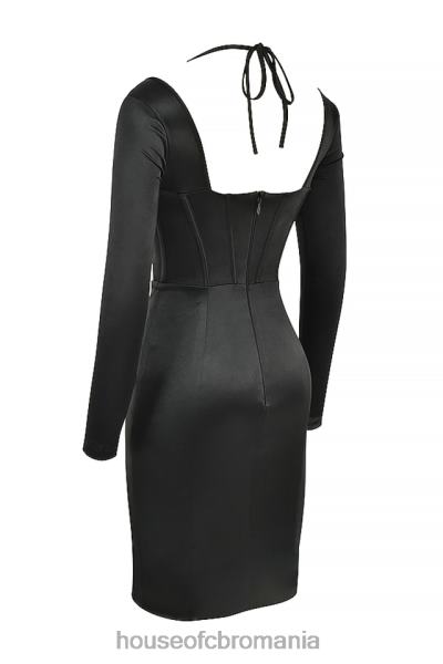 îmbrăcăminte House of CB rochie corset disc satin neagra grazia X4F68531