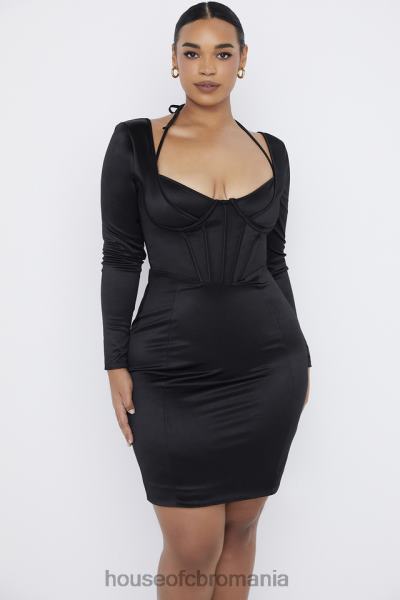 îmbrăcăminte House of CB rochie corset disc satin neagra grazia X4F68531