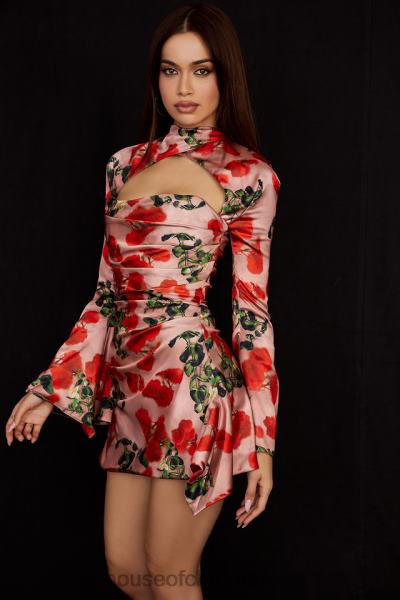 îmbrăcăminte House of CB rochie corset drapată cu imprimeu trandafir toira X4F68503
