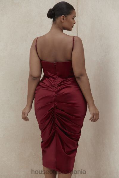îmbrăcăminte House of CB rochie corset drapată din satin vin nera X4F68600