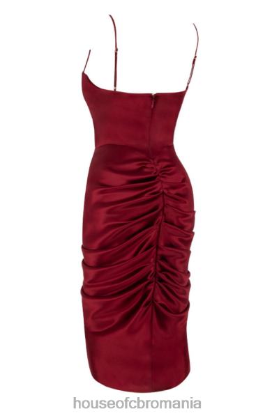 îmbrăcăminte House of CB rochie corset drapată din satin vin nera X4F68600