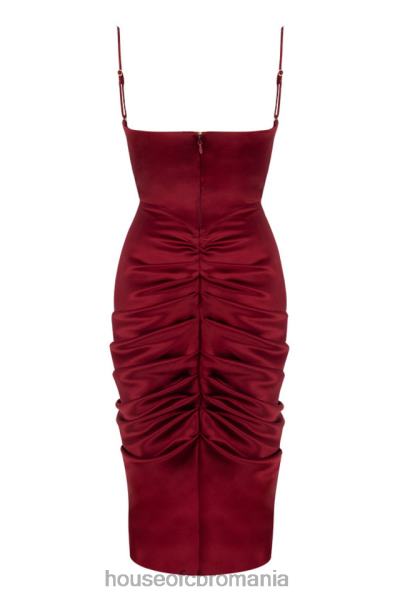 îmbrăcăminte House of CB rochie corset drapată din satin vin nera X4F68600