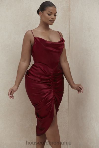 îmbrăcăminte House of CB rochie corset drapată din satin vin nera X4F68600