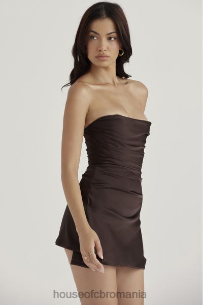 îmbrăcăminte House of CB rochie corset fără bretele drapată ciocolată jasmine X4F68418