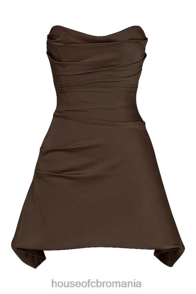 îmbrăcăminte House of CB rochie corset fără bretele drapată ciocolată jasmine X4F68418
